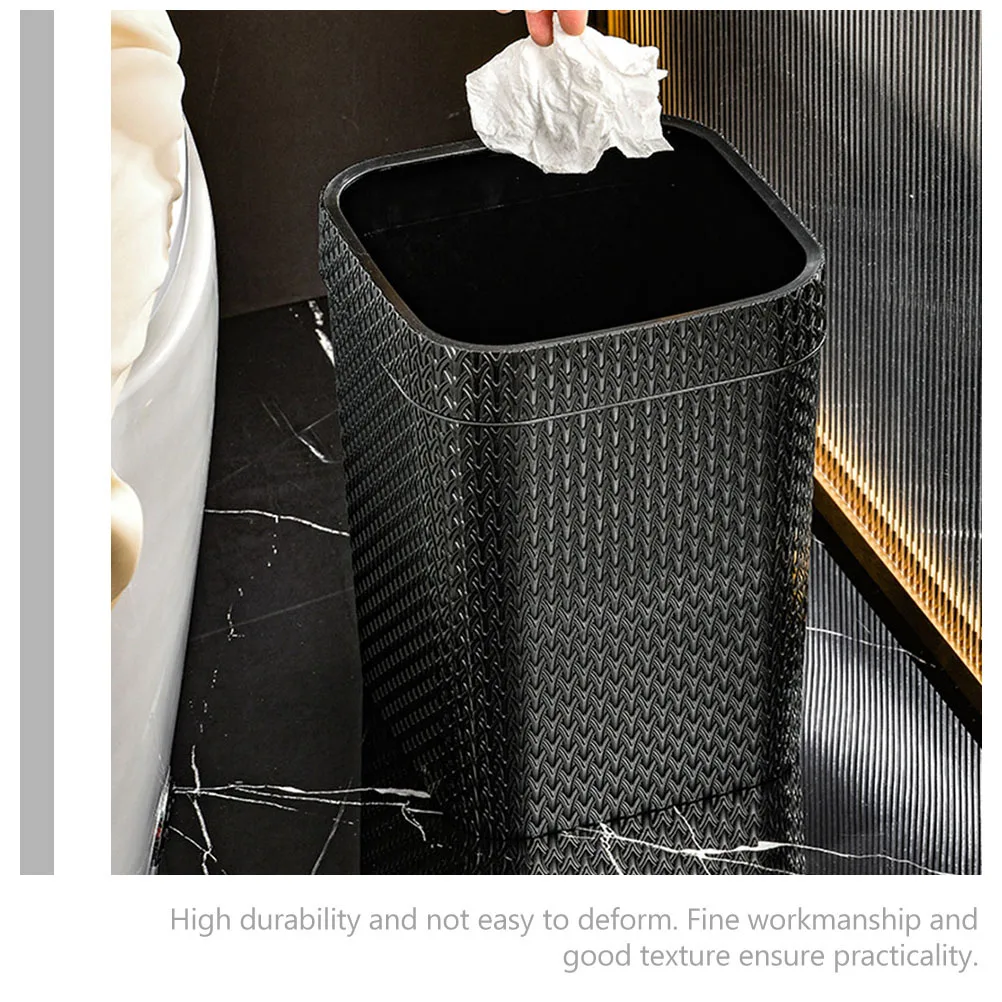 صندوق تخزين من الخوص سلة نفايات بلاستيكية للمنزل والمكتب والحمام والمطبخ وحاوية القمامة على الطراز الشمالي متعددة الوظائف #1