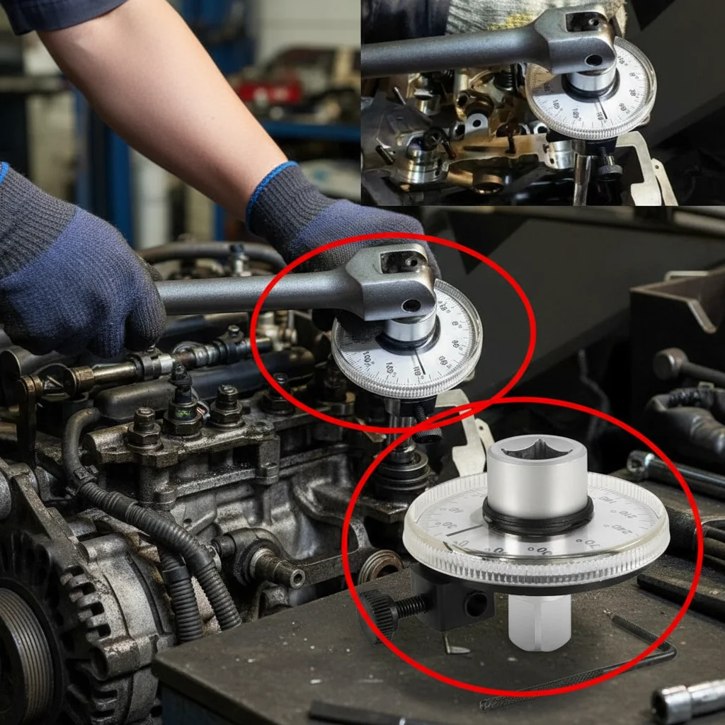 Kit de Llave Dinamométrica Calibrada con Torquímetro de Dial, Accionamiento de 1/2 Pulgada, Herramienta Ligera y Portátil para Reparación Automotriz y Servicio de Vehículos