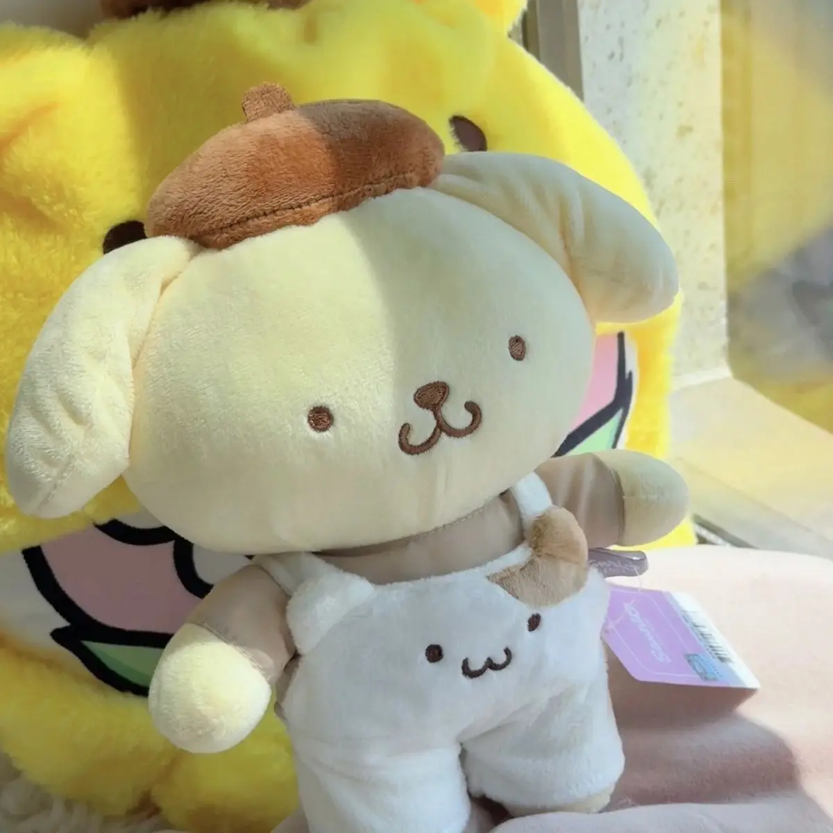 

25cm Kawaii Sanrio POMPOMPURIN Little Bear Strap Pants Pudding Dog Melody Kuromi Plush Doll Anime Cartoon Cute Girl's Gifts Toys