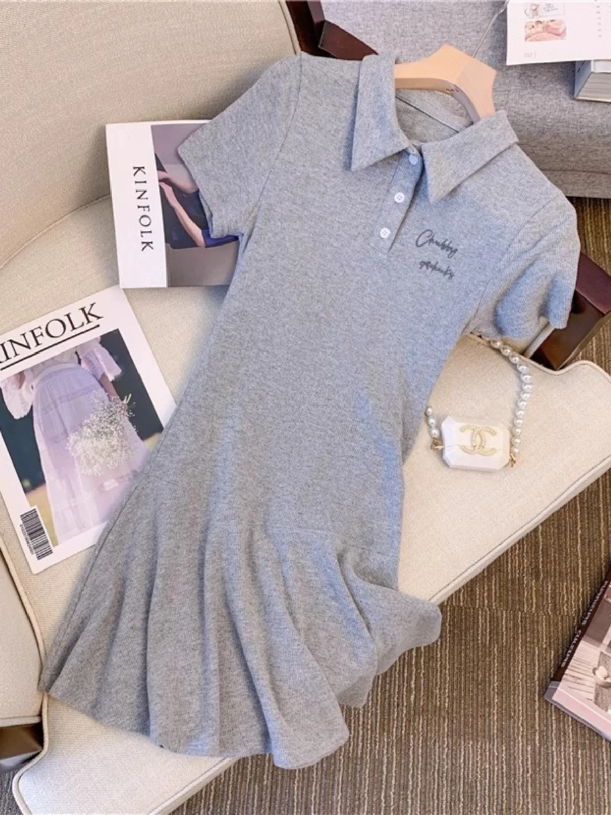 korean style short dress Casual Collar Women's Summer Slimming Skirt High Waist A-Line Dress Novel Design Sensation korean mini dress
