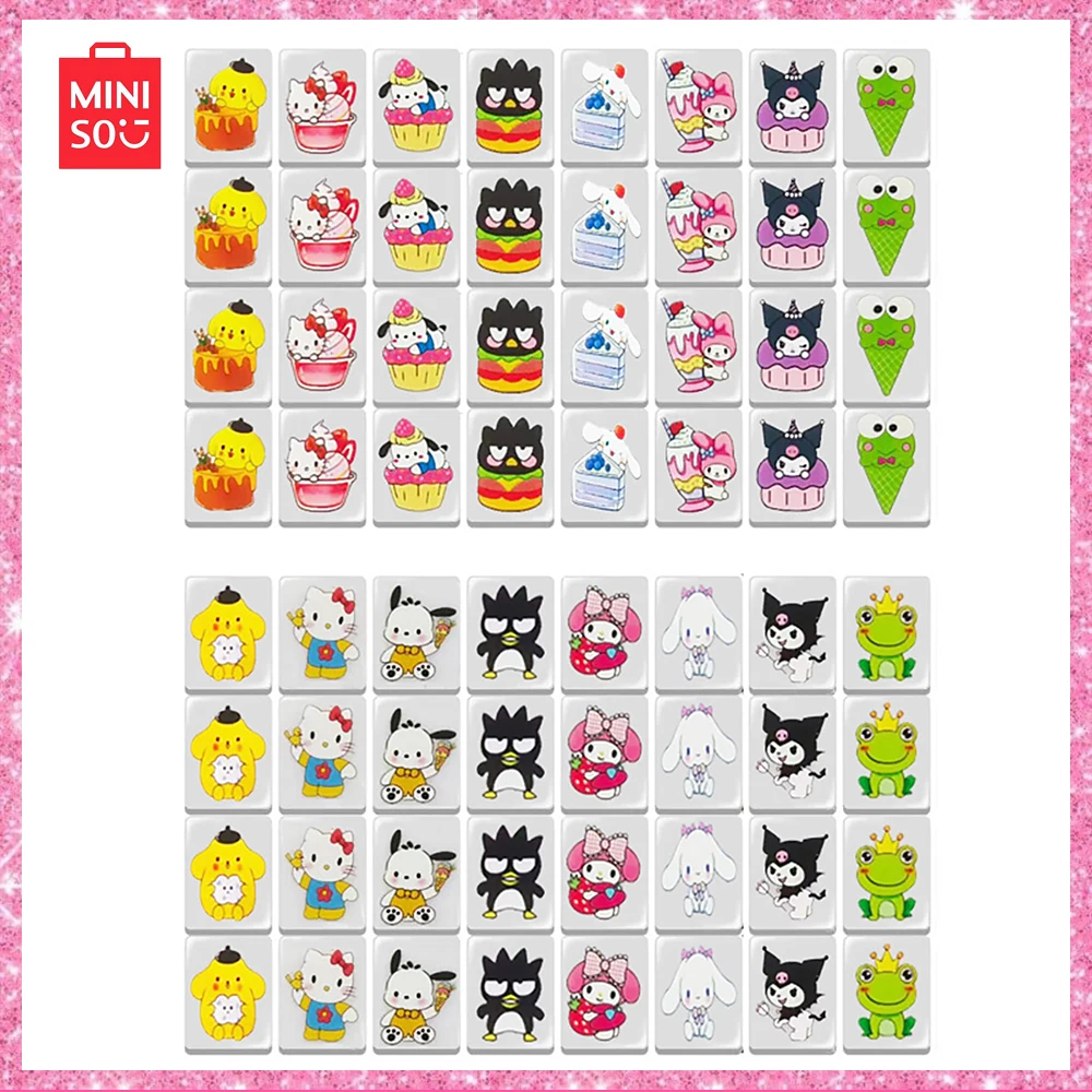 Miniso Sanrio Hello Kitty 64 Blocks Seaside Escape Mahjong Game Parent Child Relax Puzzle Toy Double Party Tiktok Popular Game