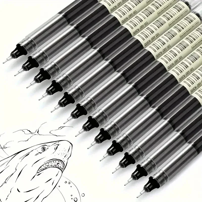 10 Stück hochwertige Nadelförmige Gelstifte mit schwarzer, blauer, roter Tinte, gerader Flüssigstift, Kawaii Schreibwaren, Schul- und Bürobedarf – Detail 1