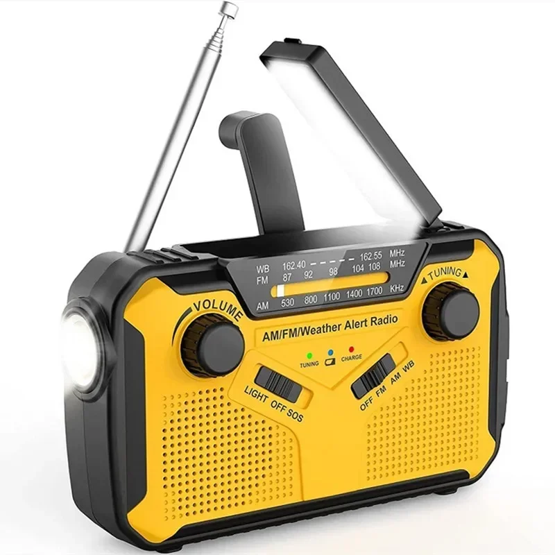 Portable Hand Crank Solar Weather Alert Radio AM/FM/WB Channel with Emergency Weather Radio