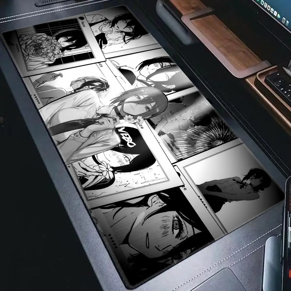 Kawaii Anime Girls Reze Mousepad XXL Laptop Gamer Non-slip DeskMat 900x400mm Comic Style Chainsaw Man HYBXAXC Speed Keyboard Pad