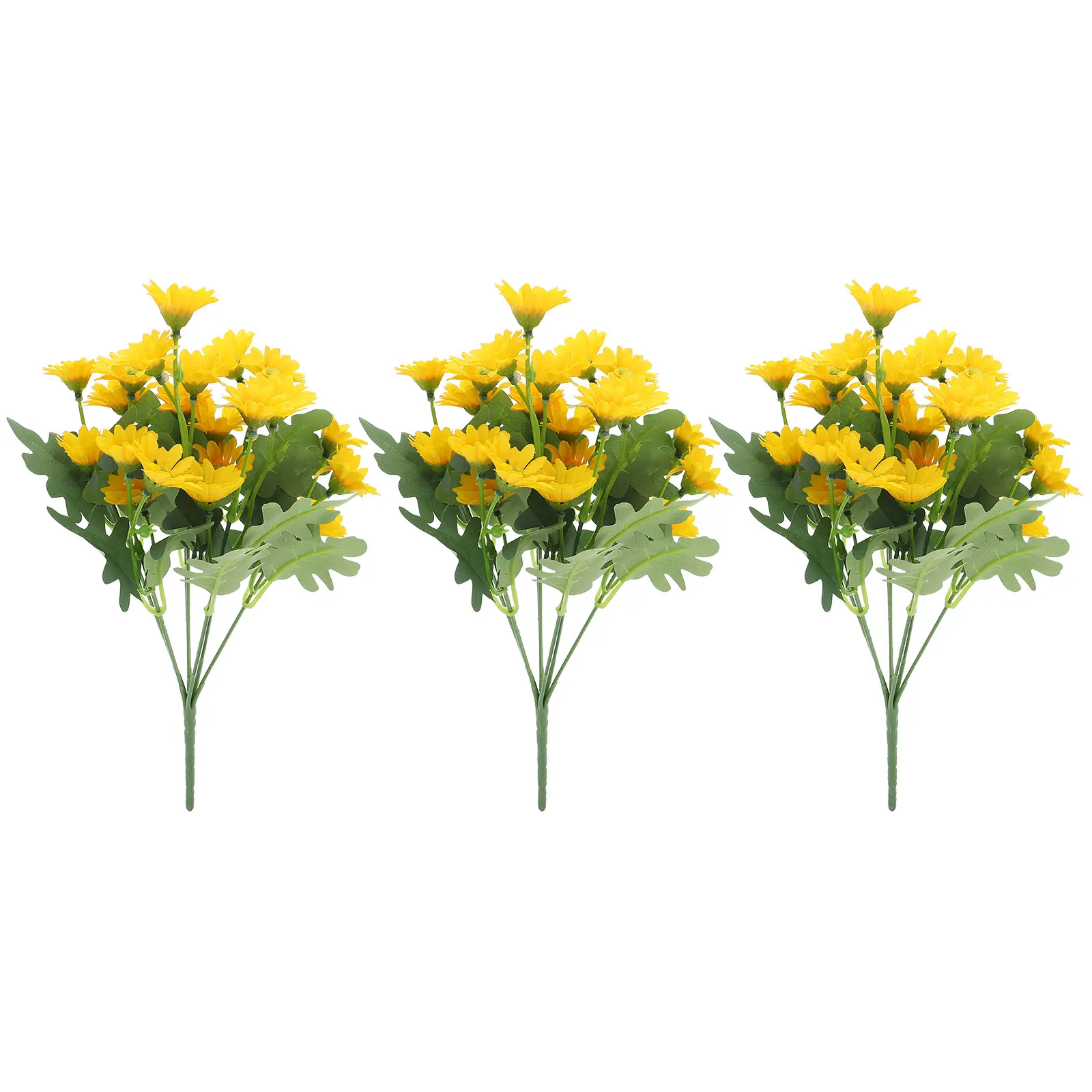 

3 Pcs Artificial Daisy Bouquet Yellow Simulation Flowers Home DecorFlowers Plastic Plant Elegant Table Setting Office Decor