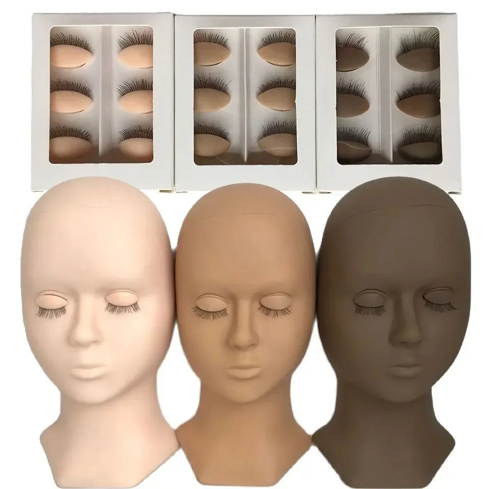 Training Mannequin Kopf für Wimpern verlängerung Silikon Kopf Mannequin mit abnehmbaren Augen Lerner Augenlid Kit Übungs kopf Modell