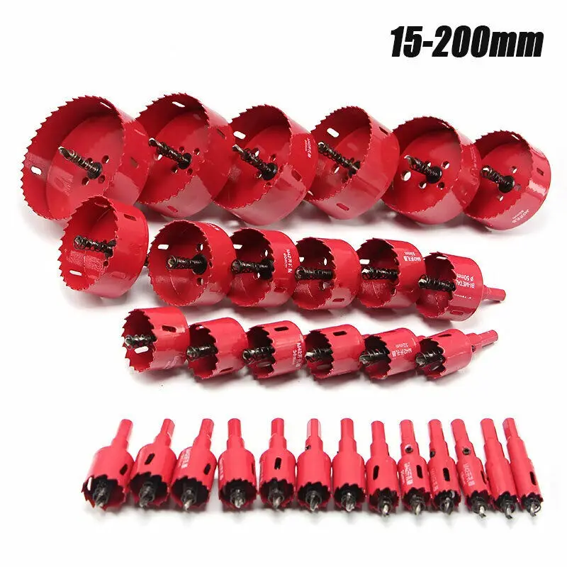 Gergaji Lubang 1 Buah 20Mm-200Mm M42 Bor Bi-metal Alat Pertukangan Pemotong Logam Plastik Alat Tangan Besi