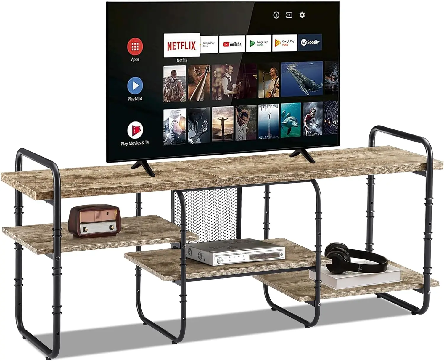 

VECELO Television,Entertainment Center/Media Console Table with Adjustable Storage Shelves for Living Room/Bedroom, 55 inch TV S