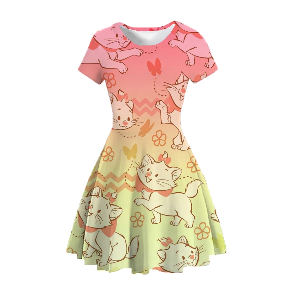 Disney Marie Prinzessin Party Dress Up Mädchen Sommerkostüme Kinder Stich Cartoon Casual Kostüm Geburtstagsgeschenk Kleid 1–15 Jahre