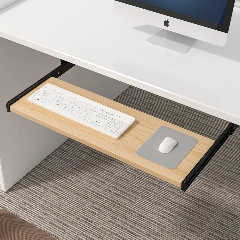 Under Desk Keyboard Tray Slide Rail Drawer with Height Adjustable Table Accessories Retractable Mouse Stand for PC Workstation