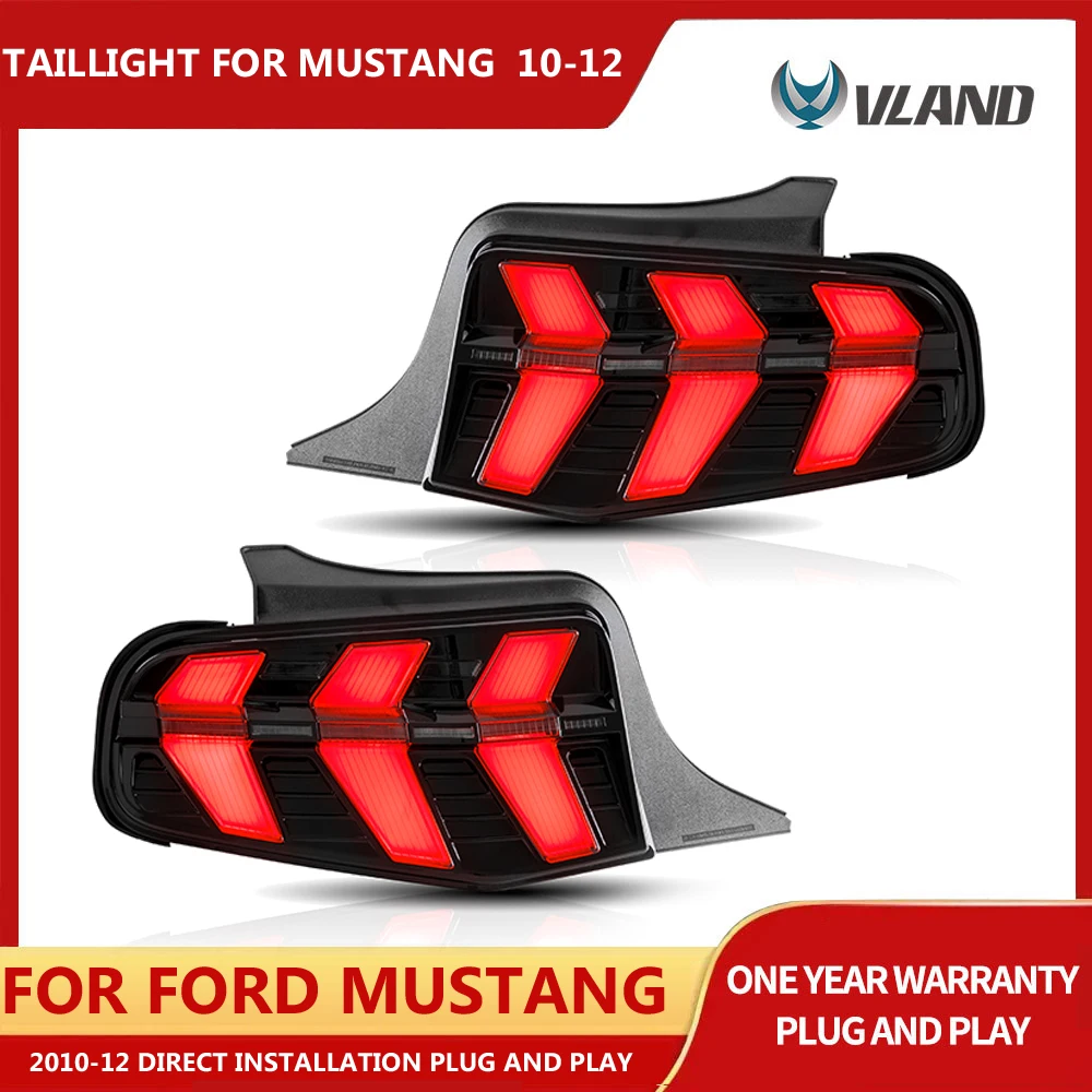 VLAND Taillight Assembly FIT FOR MUSTANG TAILLIGHTS 2010-2012(with 7 modes) TAIL LAMP LED Running Light  LED Brake Light