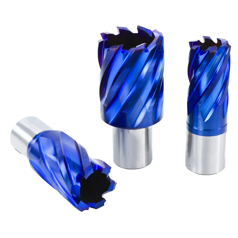 12-60mm Hole Saw Dril Bit Nano Blue Coated  Annular Cutter HSS Hollow Drill Bit With 35/55mm Weldon Shank Metal Drilling Bit