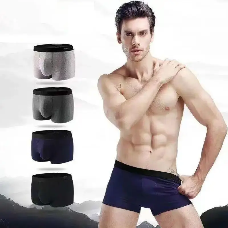 

4pcs Men's Underwears Men Panties Boxers Breathable Sexy Male Boxer Solid Underpants Comfortable Plus Size Mens Underwear Boxers