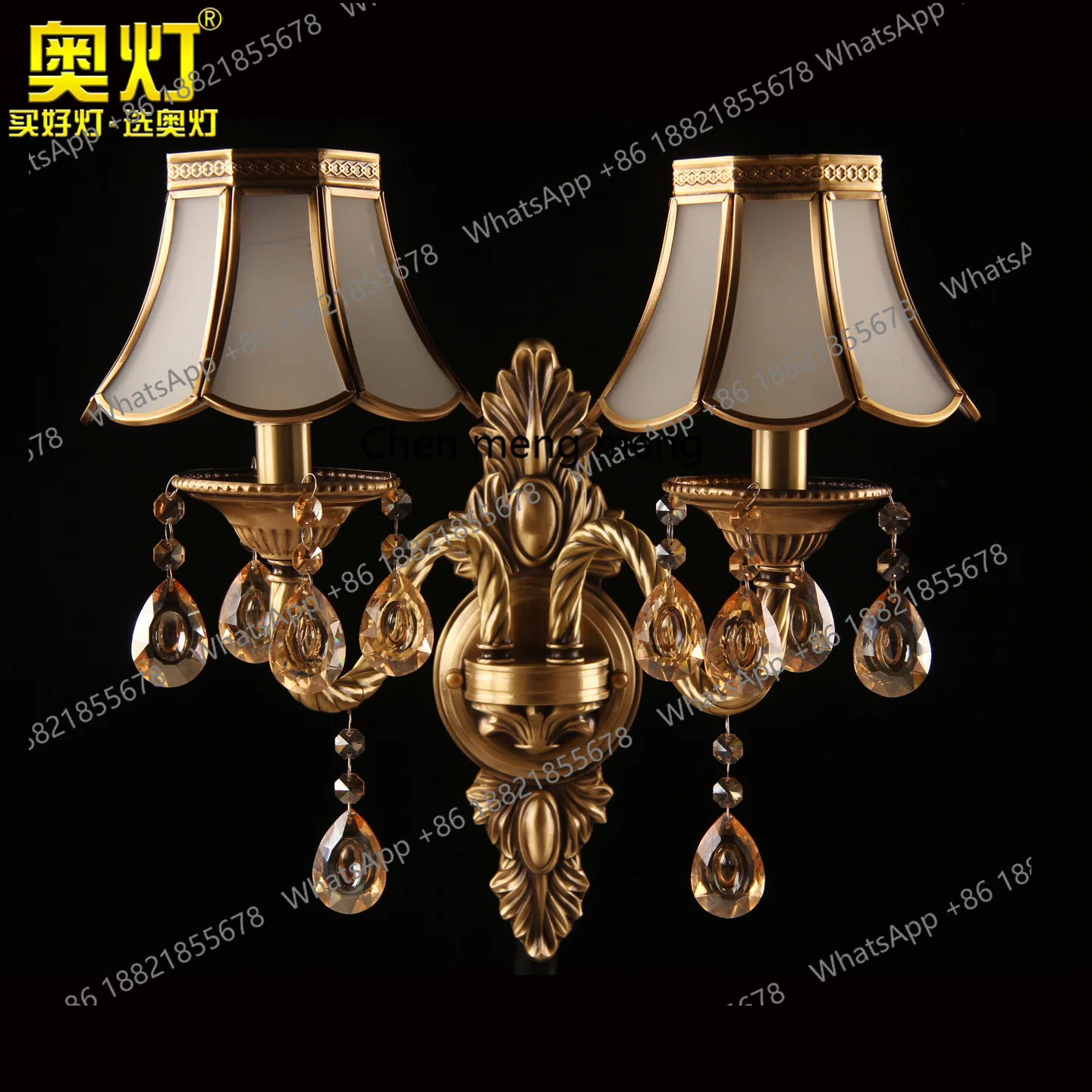 مزدوج الرأس الأمريكية جميع النحاس شمعة الكريستال الجدار مصباح الدرج مدخل الممر الجدار مصباح مرآة الجدار الأمامي مصباح