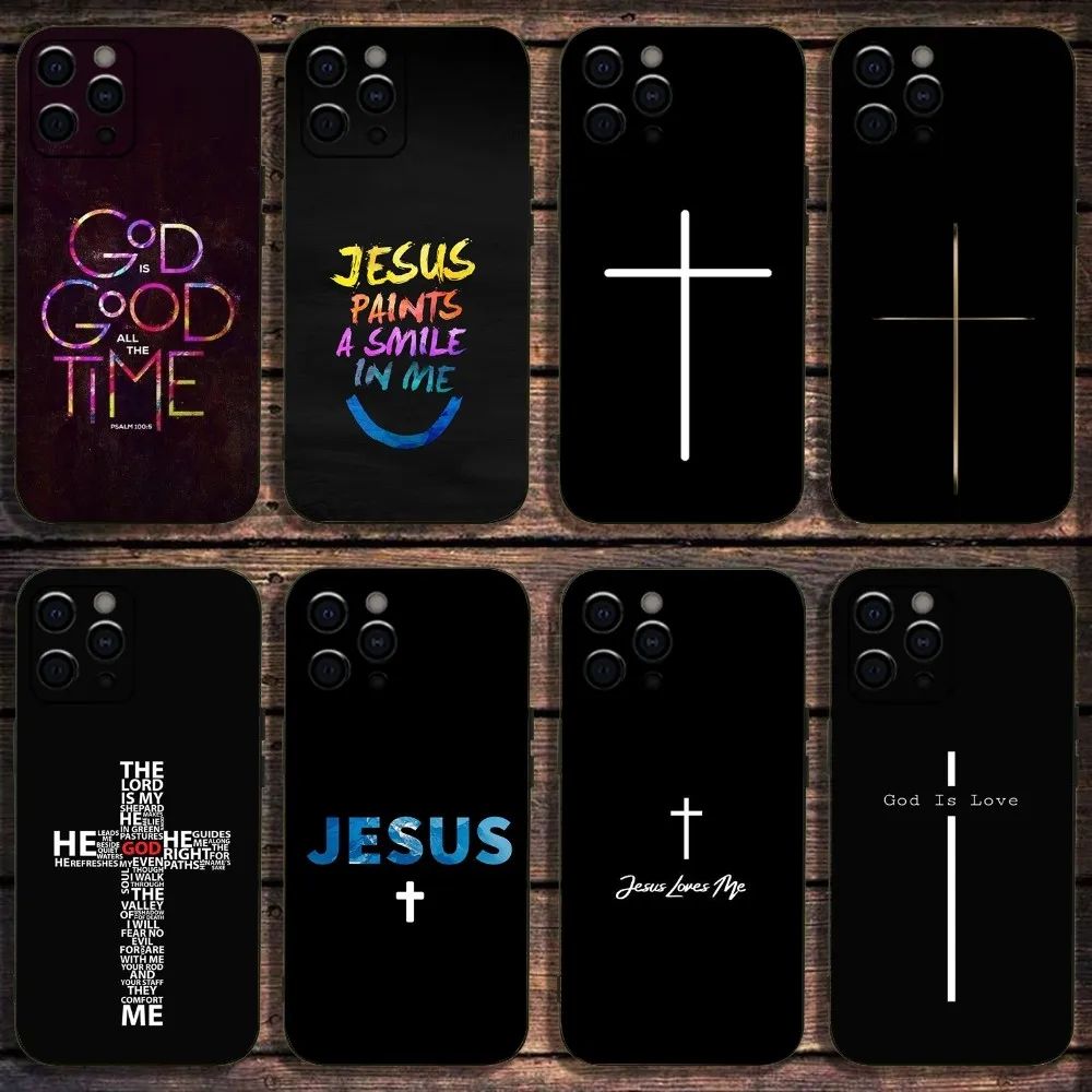 Verse of The Christian Bible Jesus Phone Case For Apple iPhone 15,14,13,12,11,Pro,X,XS,Max,XR,Plus,Mini Soft Black Cover