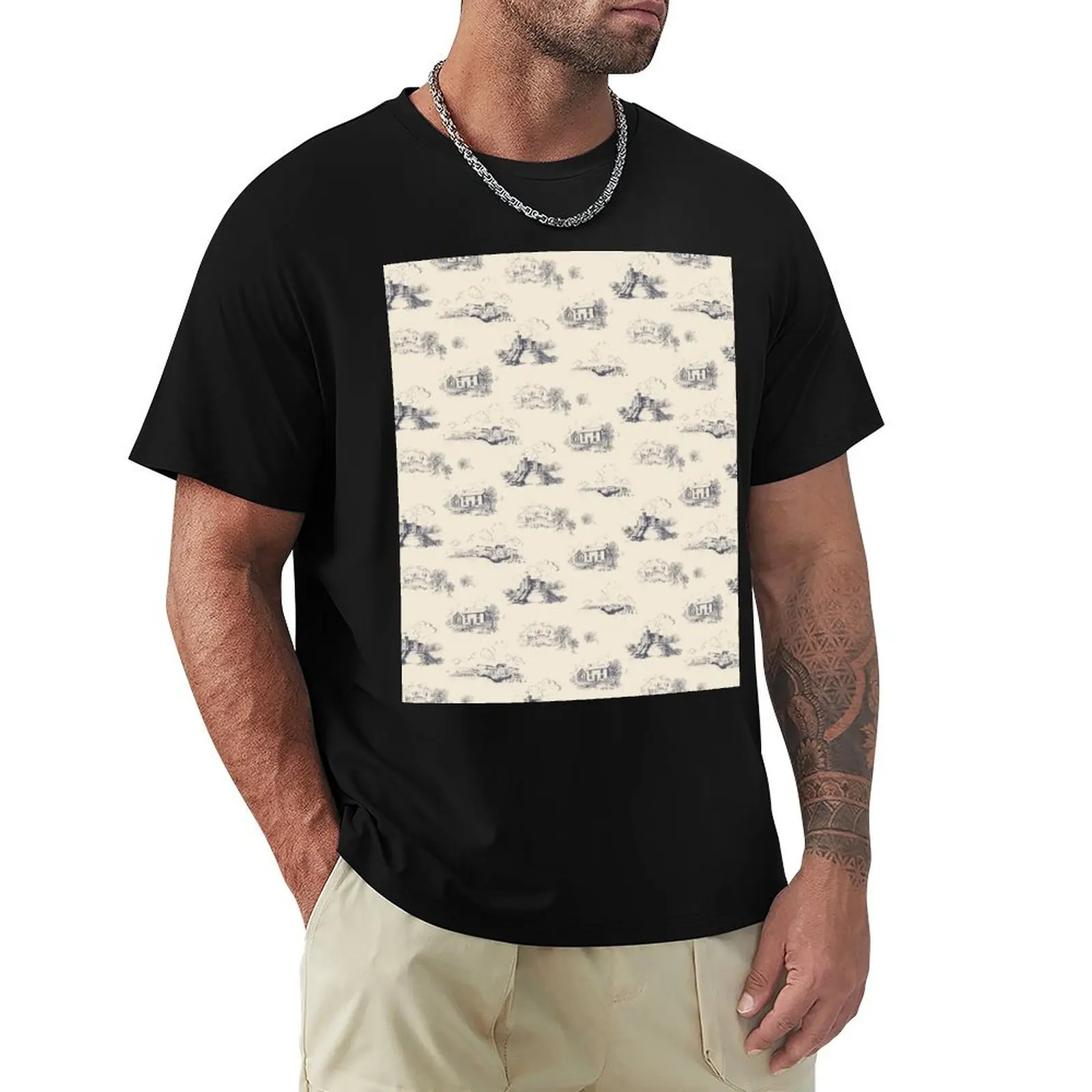 Wales Toile de Jouy T-Shirt No Iron Casual Short Sleeve Top