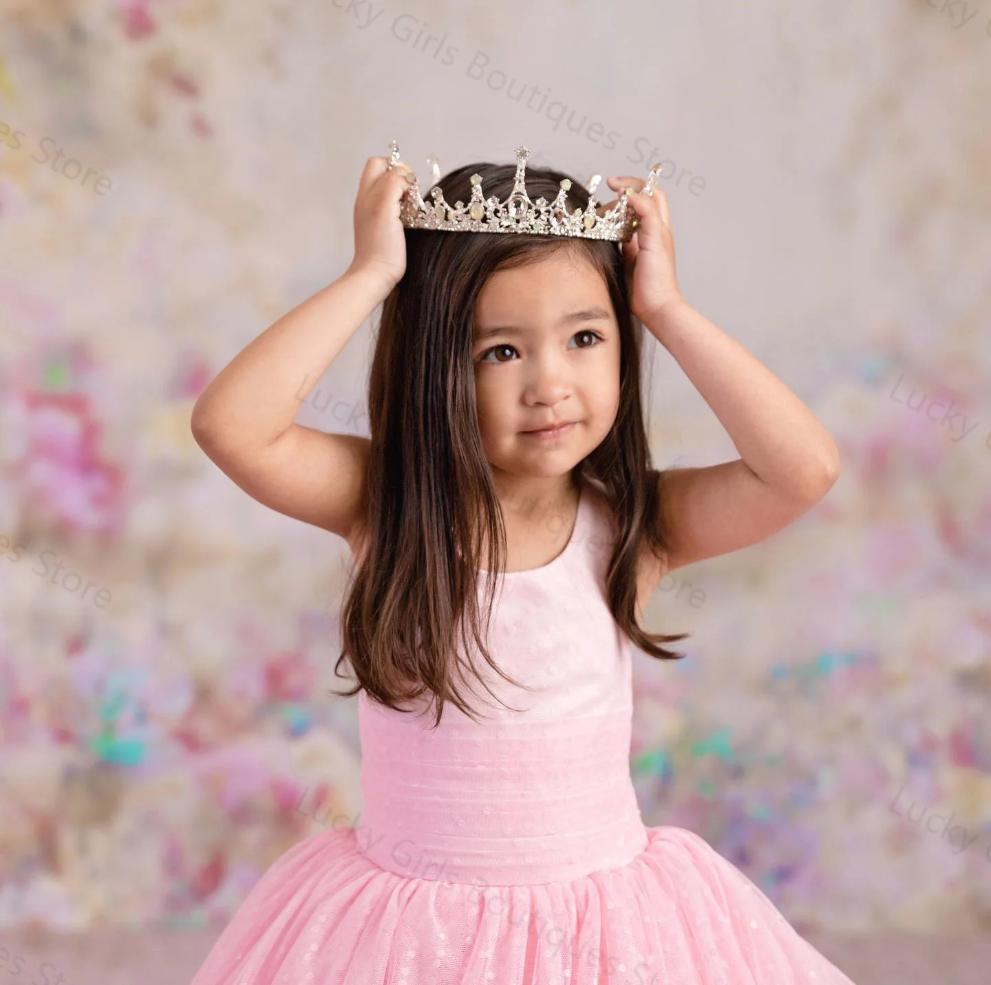 Elegant Pink Flower Girl Vestidos, Tiered Ball Gown, Little Girls Vestidos de Aniversário, Charming Sem Mangas, Crianças Fotografia Vestidos