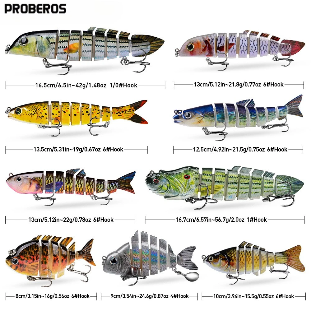 Multi Jointed Fishing Lure Gift Box Set Realistic Plastic Hard Baits for Saltwater Bass Fishing Tackle
