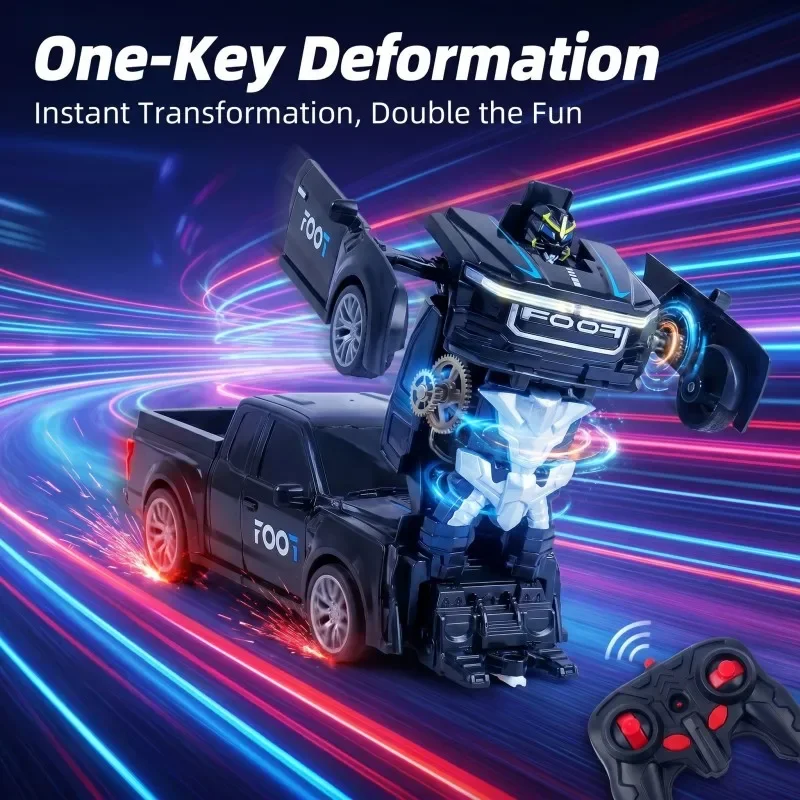 Hot In Stock Black Transforming Raptor Jet RC Car 2.4G Remote Control Transform Into Robot Vehicle Kids Birthday Gift Toy