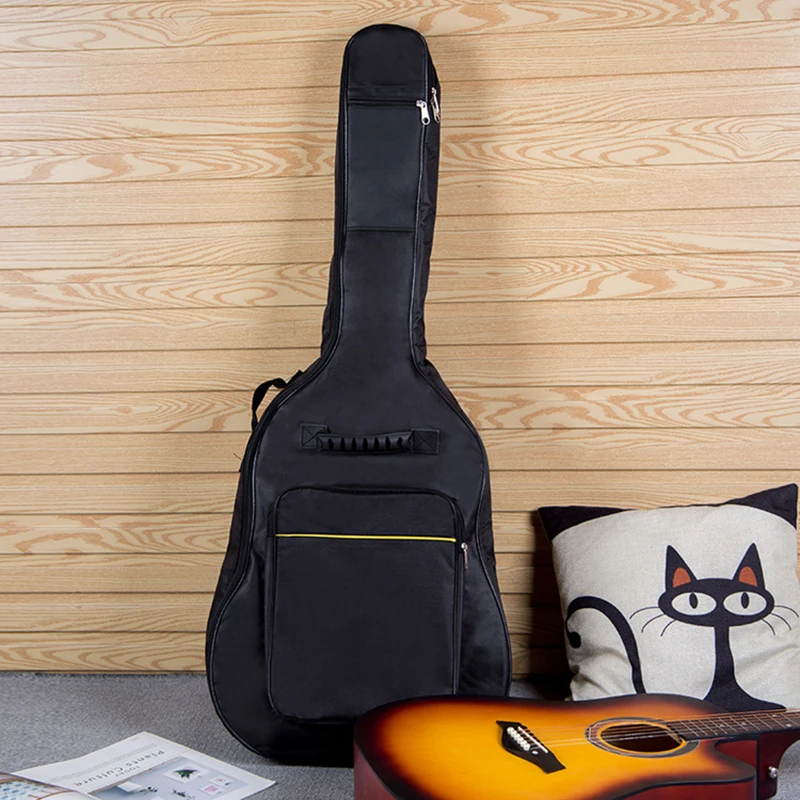 41 Inch Acoustic Guitar Bag Waterproof Rip-stop Oxford Nylon Double Straps Padded Black Guitar Case Gig Backpack Musical Instrum