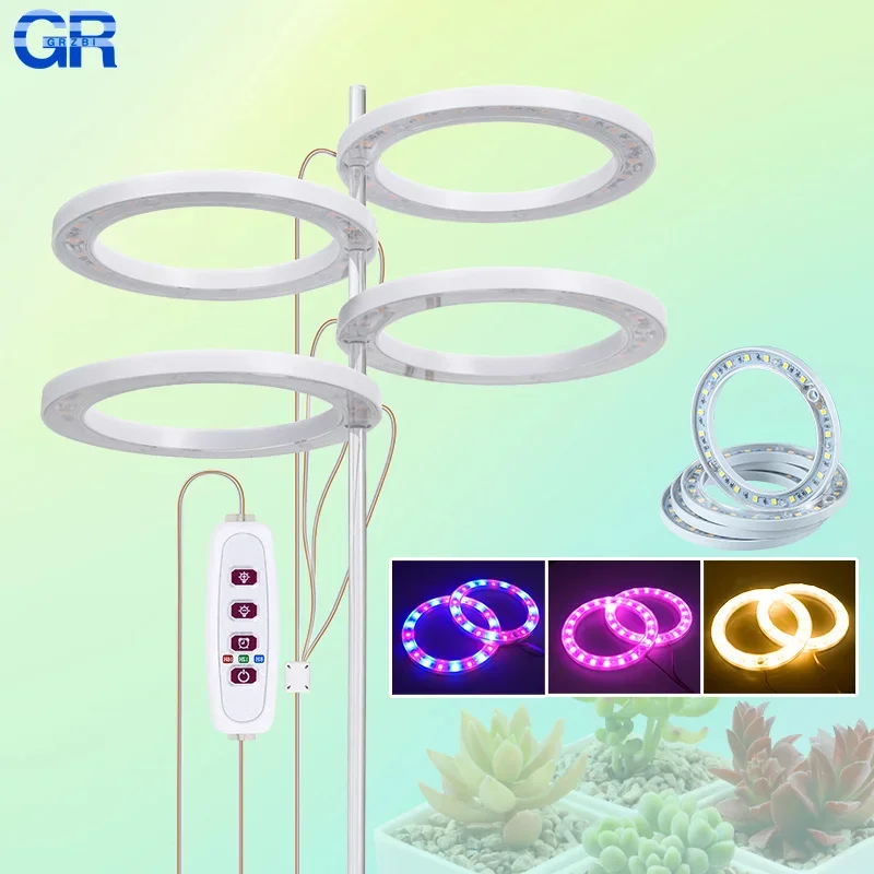 

LED Ring Grow Lights Indoor Plants Full Spectrum Height Adjustable Plant Light for Indoor Plants 5V USB Growing Lamp