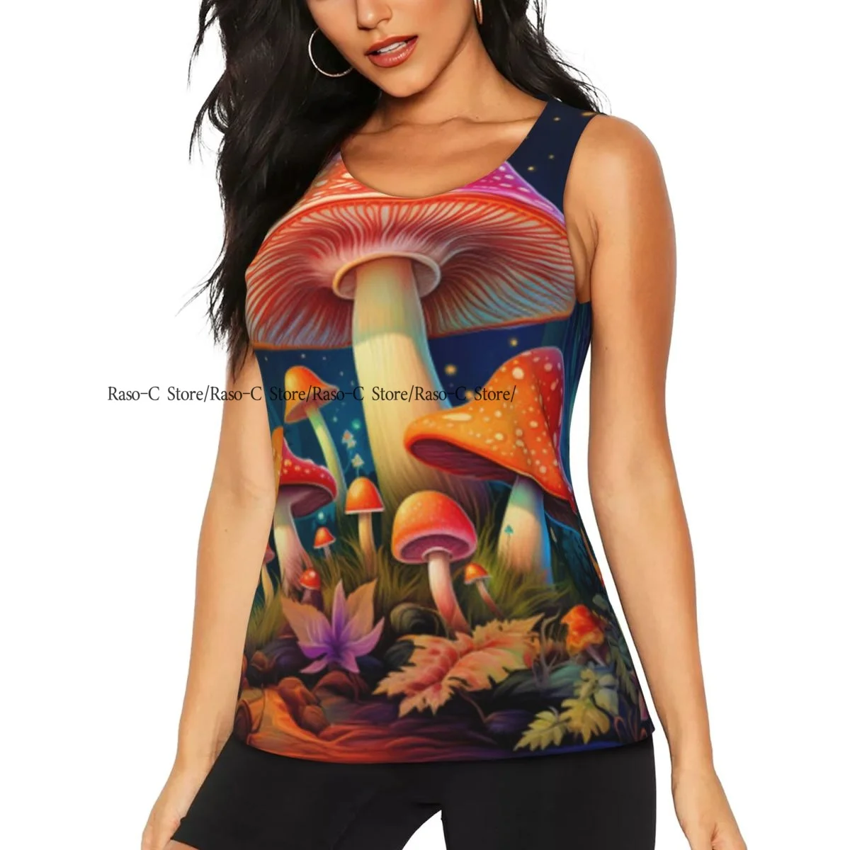 Women's Workout Tank Tops Quick Dry Sleeveless Athletic Shirts World Of Enchantment Mushroom Gym Yoga Tops