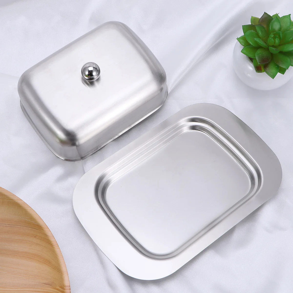 

stainless steel butter Dish with Lid Butter Dish with Cover Butter Tray Butter Tray with Cover