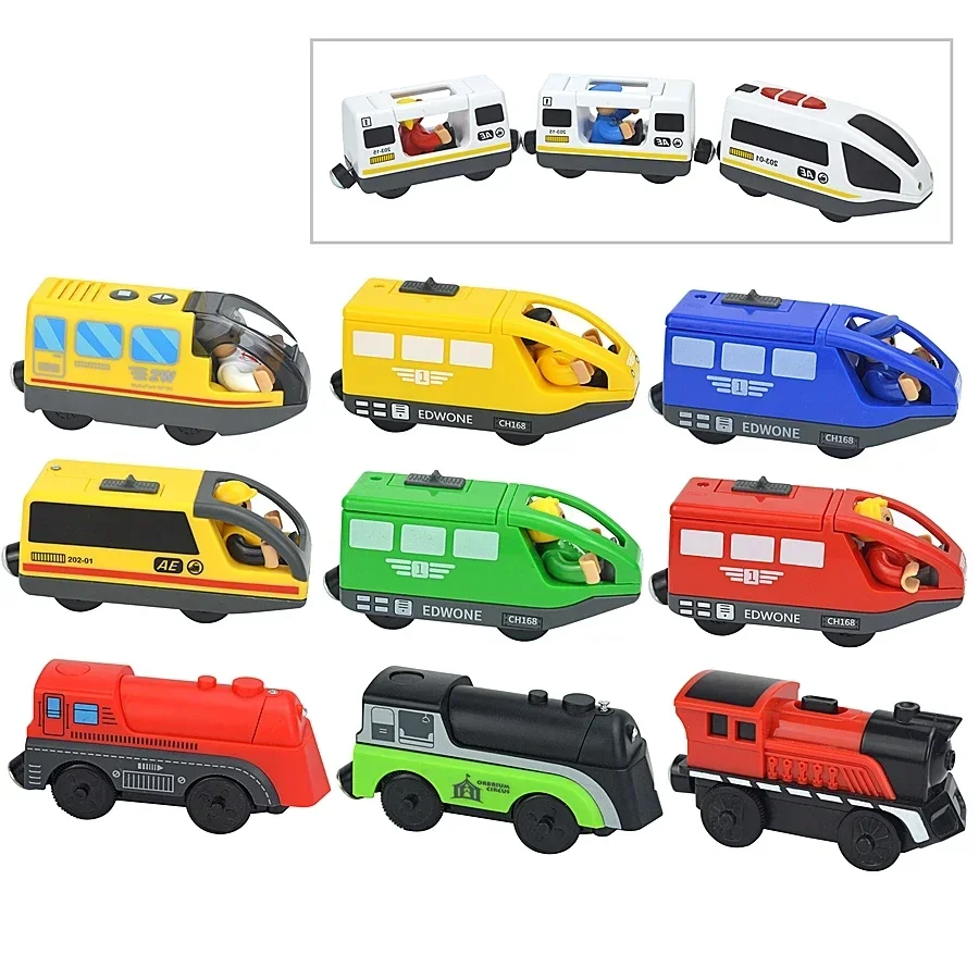 Train Track Wooden Train Toys Magnetic Set Electric Car Locomotive Diecast Slot Fit All Wood Brand Biro Railway Tracks For Kids