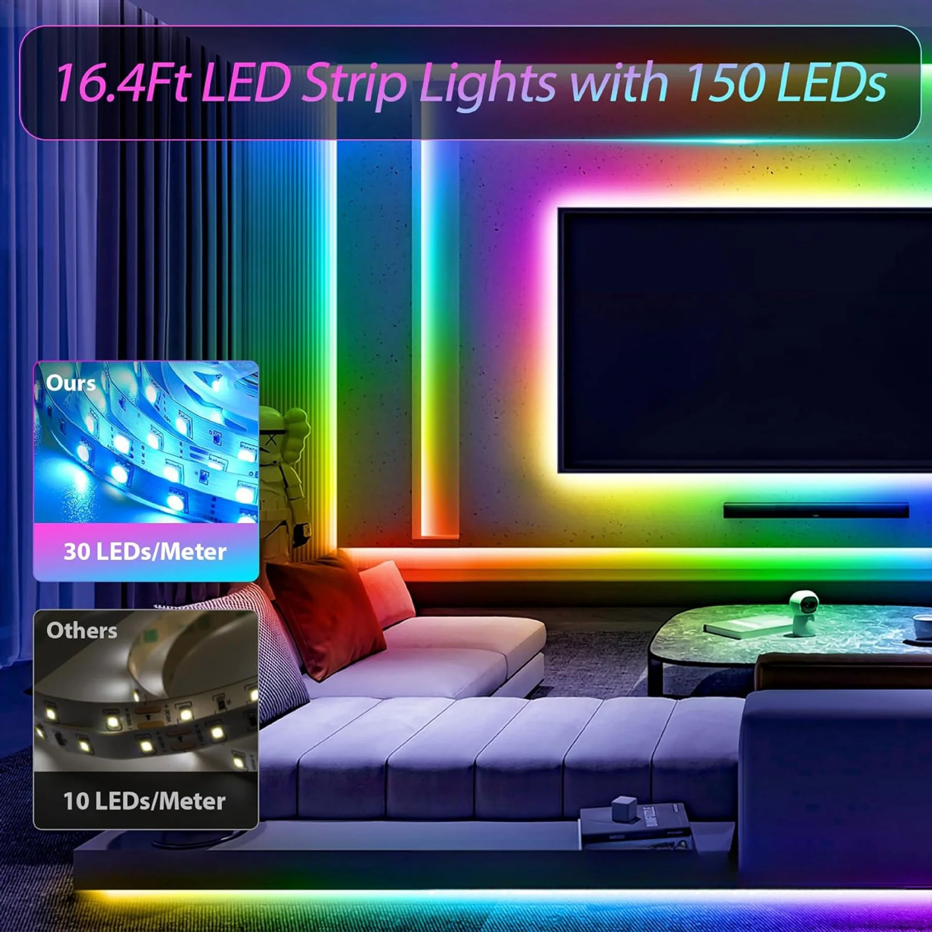 

Minimalist LED strip 5050 LED strip self-adhesive USB TV background ambient light Bluetooth strip app remote control