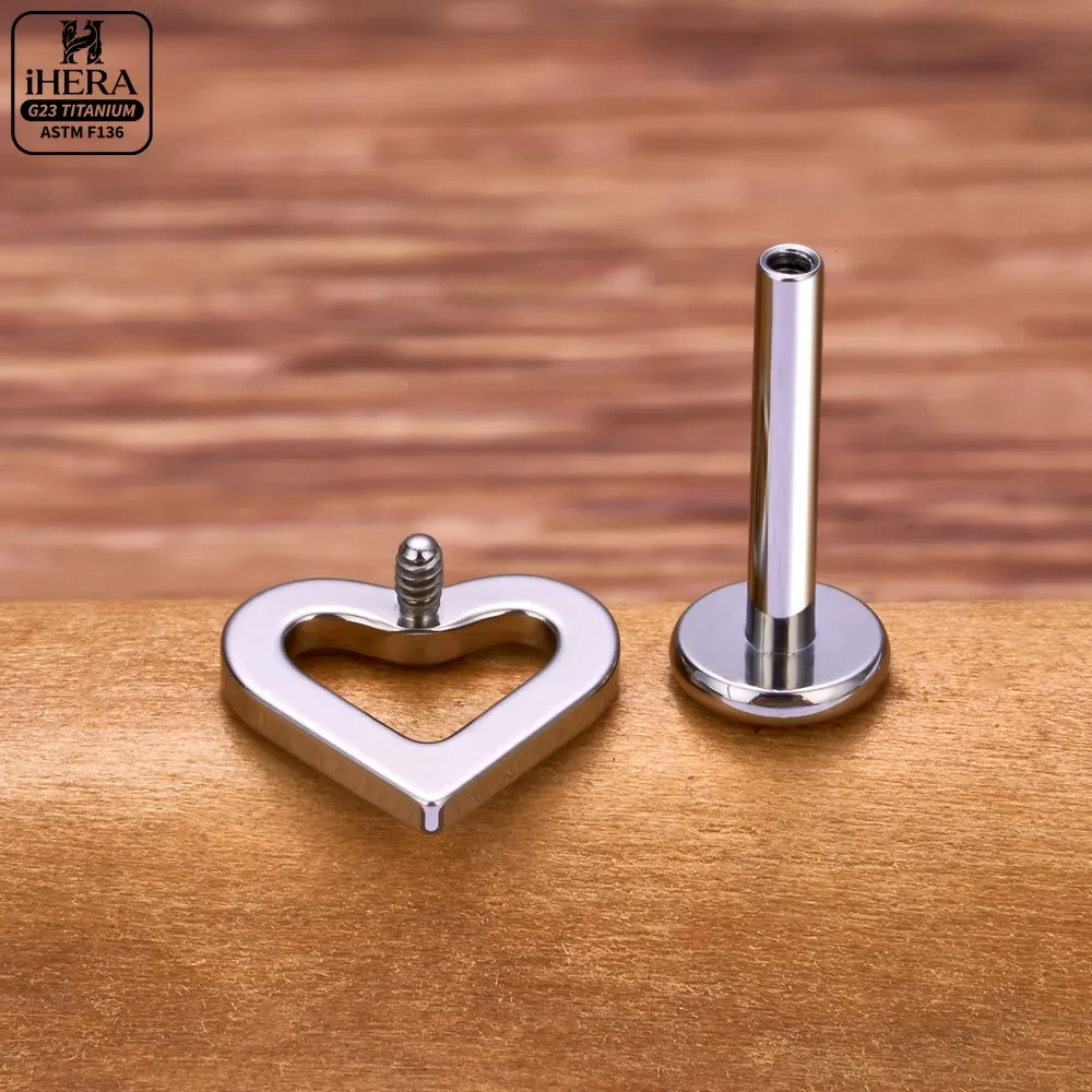 Gewindeter F136 Titan Doppelherz-Edelstein-Labret-Stud für Lippenpiercing, Ohrring, Knorpel, Tragus, Lobe, Helix, Körperschmuck, Bulk Barbells – Detail 26