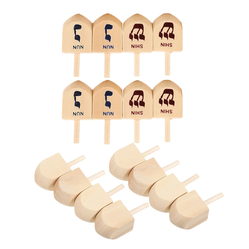 1Set Chanoeka Houten Dreidel Spinning Ontwerp Comfortabele grip voor Chanoeka Dreidel Spel en Vakantiedecoraties