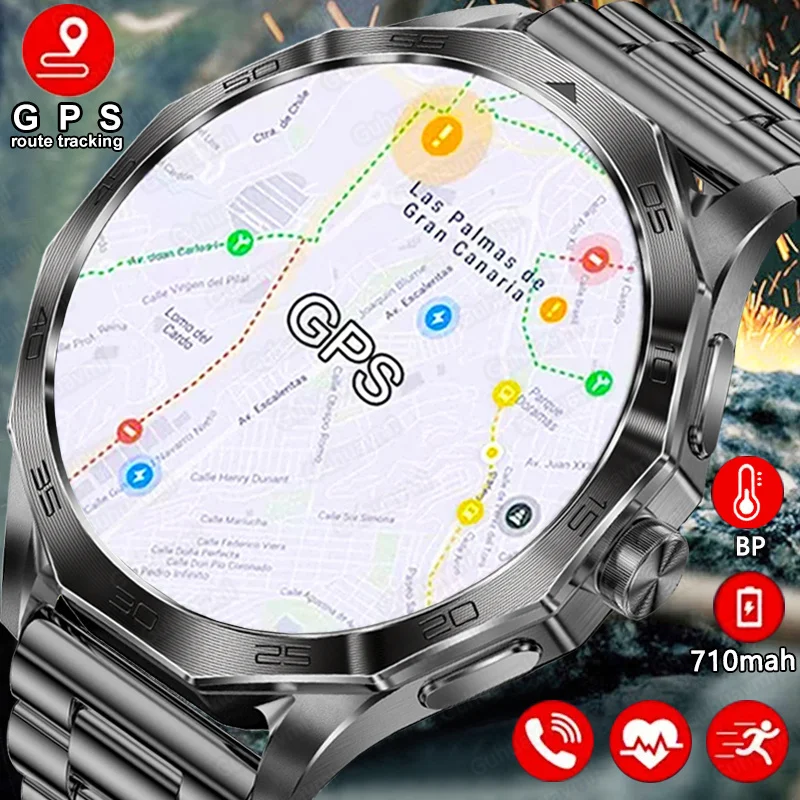 

2024New GPS Tracker Smart Watch Men Outdoor Sports Compass HD Voice Bluetooth Call Air Pressure 710mAh Battery Health Smartwatch