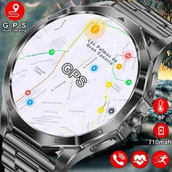 2024New GPS Tracker Smart Watch Men Outdoor Sports Compass HD Voice Bluetooth Call Air Pressure 710mAh batteria Health Smartwatch