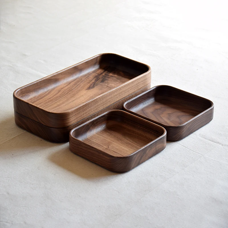 Black Walnut Square Bowl [Mu Wu] the Whole Wood Pallet Dried Fruit Tray Inner Wall Is Relatively Deep