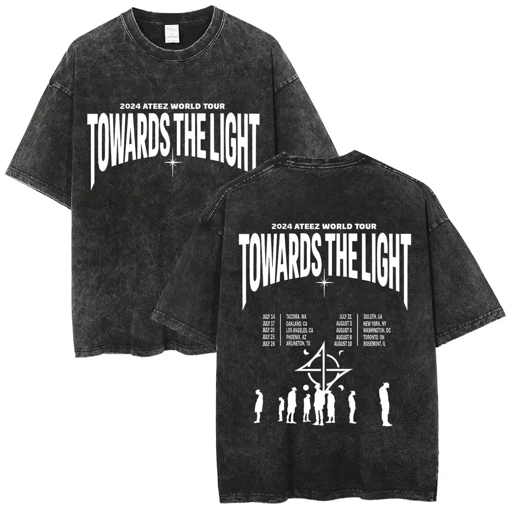 

Washed Vintage ATEEZ 2025 World Tour Towards The Light Will To Power Graphic T Shirt Men Women Korean Kpop Oversized T-shirts