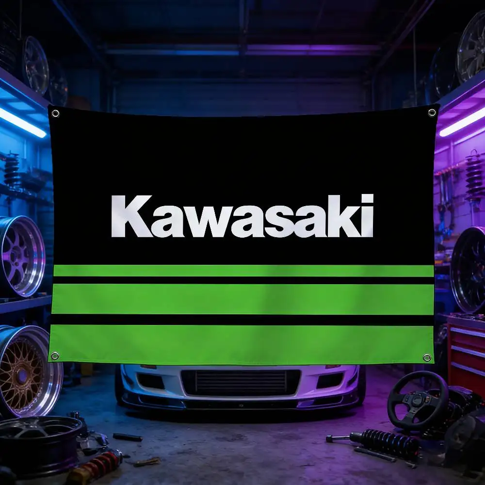 

Motorcycle For Kawasaki Flag 120g Brushed Polyester Sublimation Printing Durable Hanging Flag For Home Decor Event Graduation