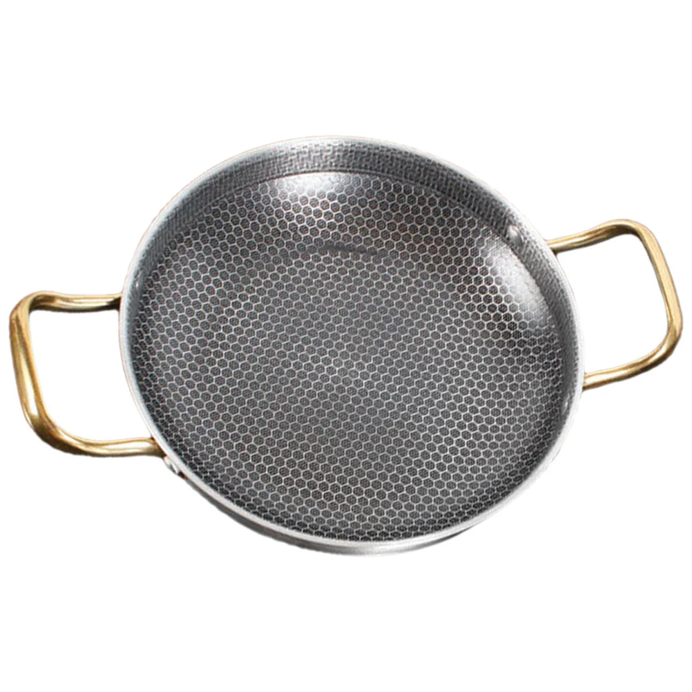 

Stainless Steel Honeycomb Pan 26cm Thickened Dry Pot Ergonomic Handle Fry Pan for Seafood Crayfish Easy Cooking