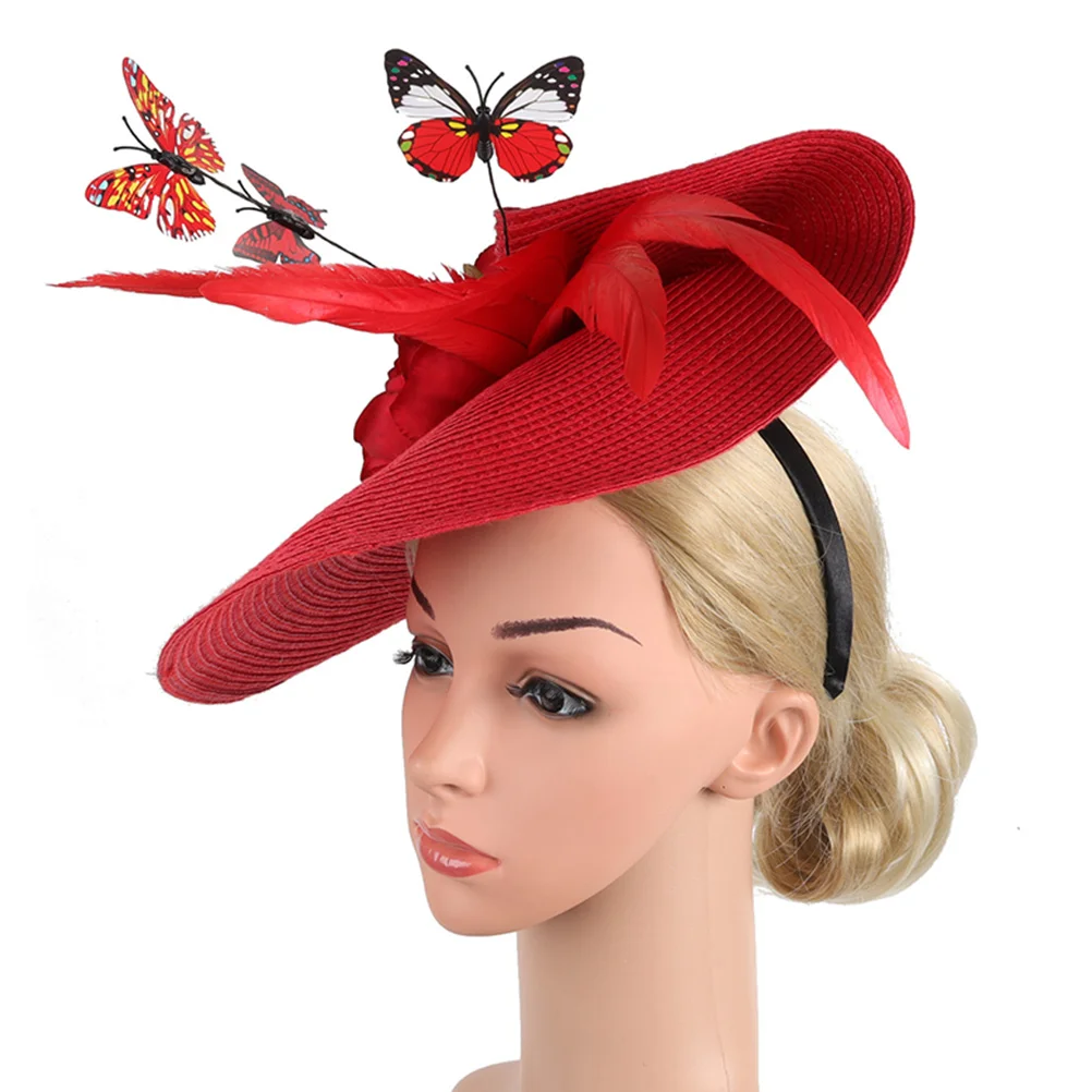 

Wedding Bride Hat Fascinator Headb Butterfly Flower Tea Party Bridal Hair Accessories Lightweight Comfortable Long Wear