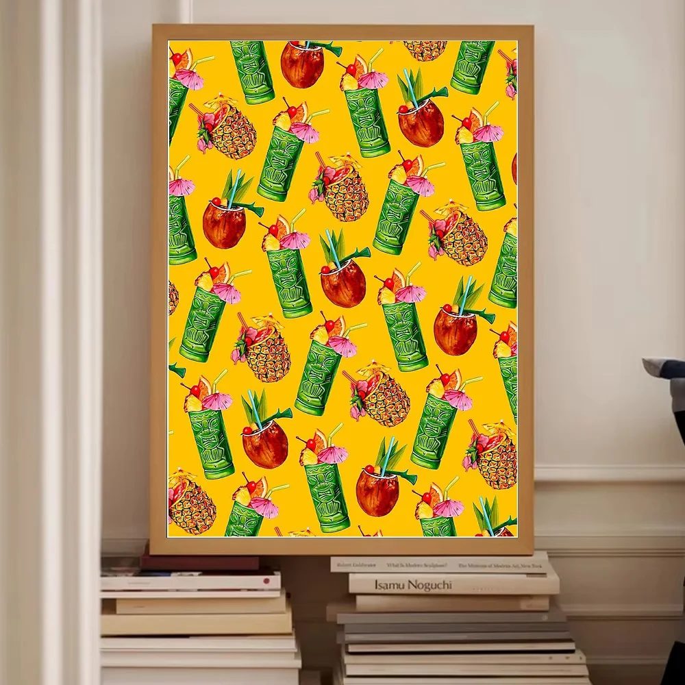 الاستوائية قماش جدار الفن كوكتيل بار ديكور أوراق النخيل الصيف المشاعر ديكور المنزل الشاطئ موضوع غرفة المعيشة الفني المطبوعات الحديثة #2