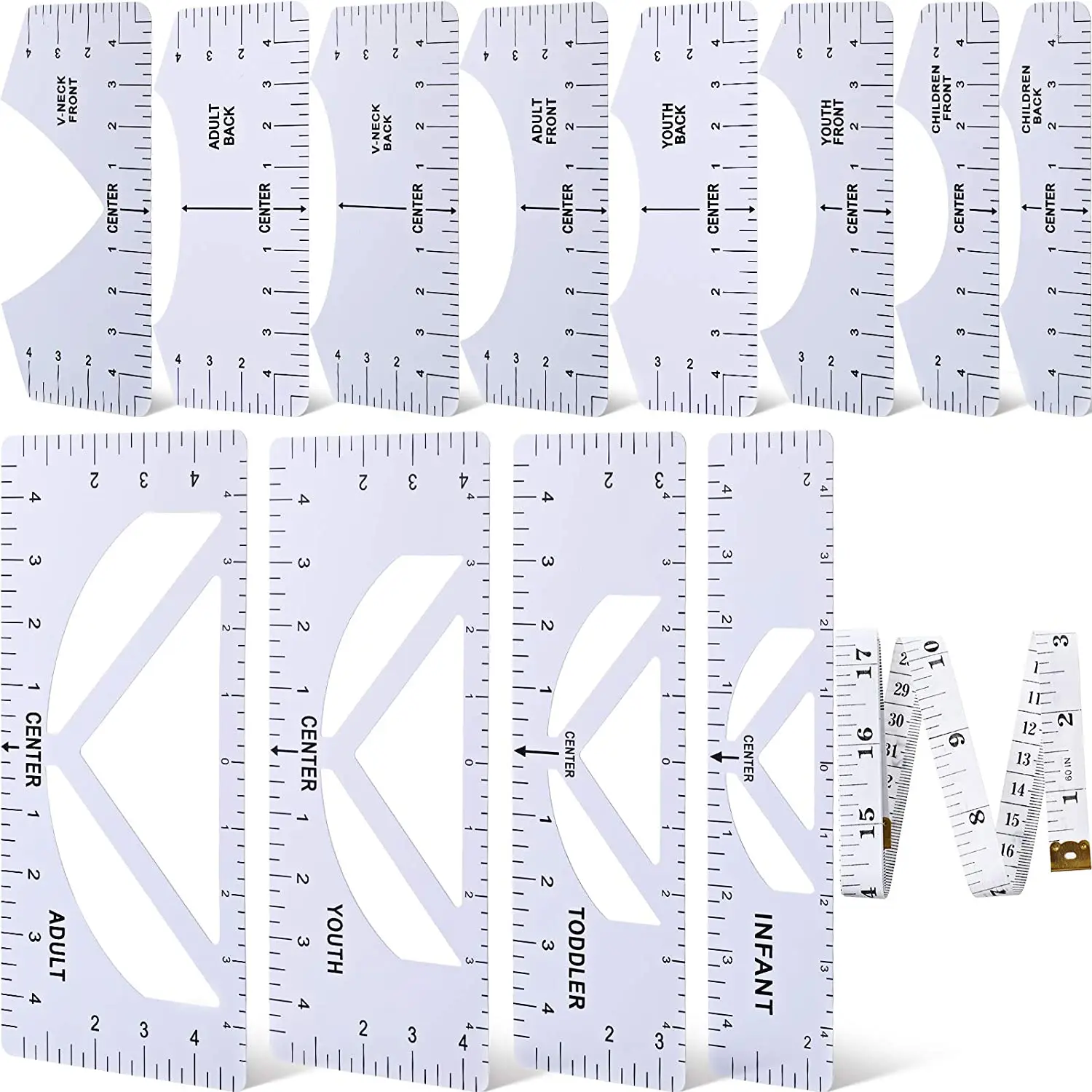 A75K 13 Pieces -Shirt Ruler Guide Set,-Shirt Ruler Tool,DIY Printing Rulers for Heat -Shirt Center Design