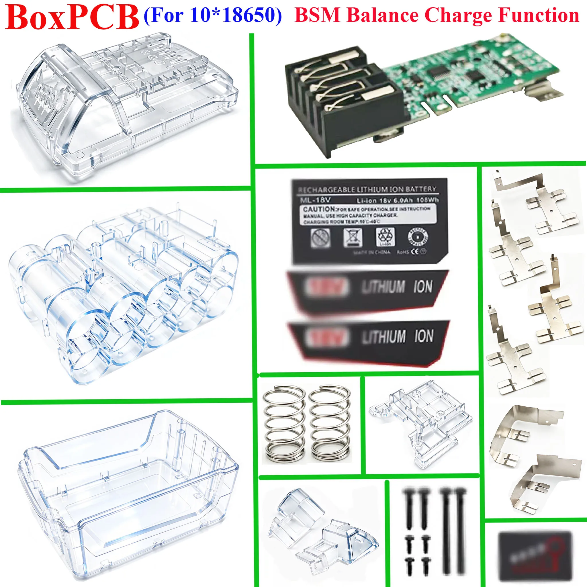 Transparent Box For Milwaukee 18V Li-ion Battery Case BMS PCB Charging Protection Board Shell For M18 Lithium Batteries Housing