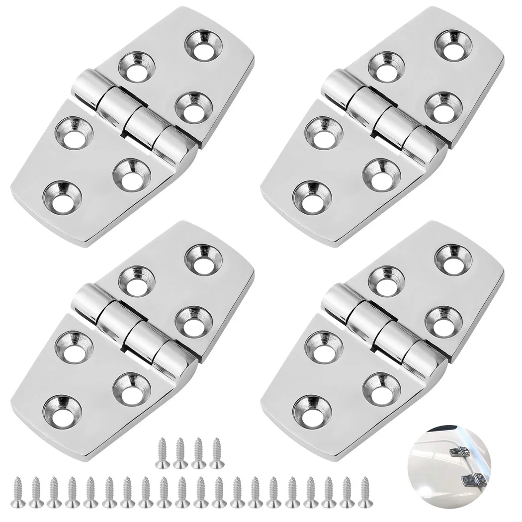 

4Pcs Boat Hatch Hinges Stainless Steel Flush Door Hinges Screws Marine Grade Heavy Duty Hinges Mirror Polished Hinges 3×1.5in
