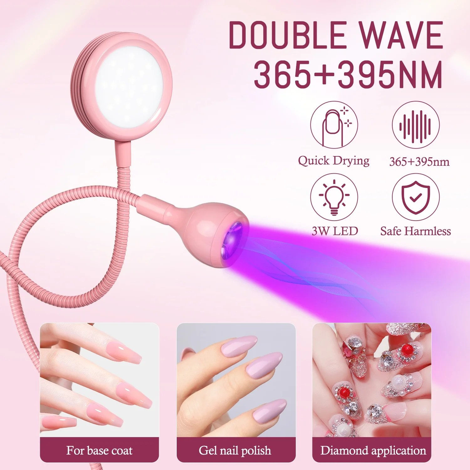 مسمار مصباح الأشعة فوق البنفسجية Led أضواء مجفف مزدوج الرأس الأشعة فوق البنفسجية مرنة كليب على مكتب صغير USB هلام علاج مانيكير باديكير أدوات الصالون