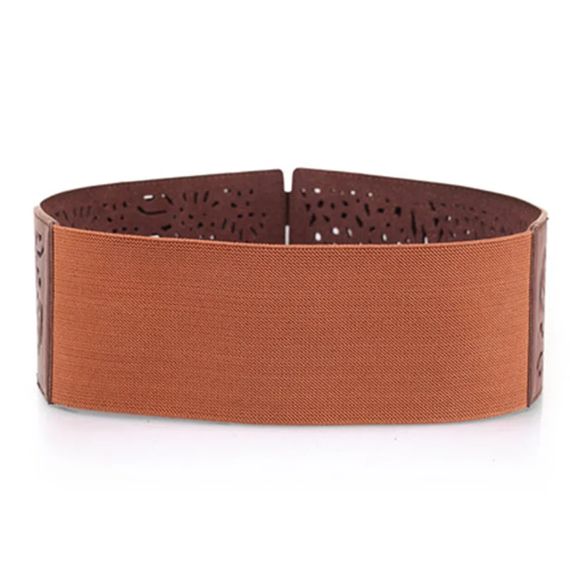 المرأة موضة الجوف خارج خمر بولي Leather الجلود مطاطا مشد الإناث Cummerbund معطف حزام فستان Decration حزام عريض J347
