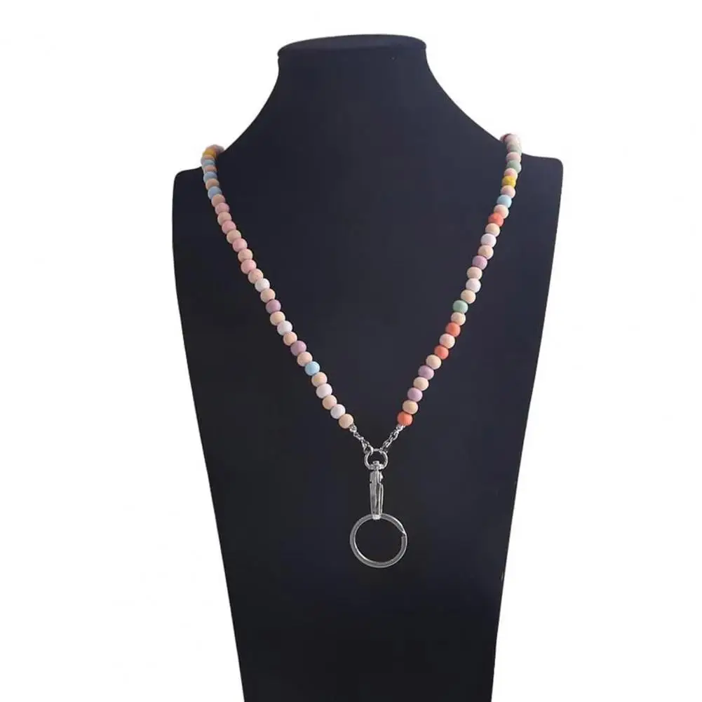 JOLanyard-Porte-Danemark ge Rétractable en Bois Coloré, Lanière Perlée pour Enseignant, Équipement pour Éducateurs