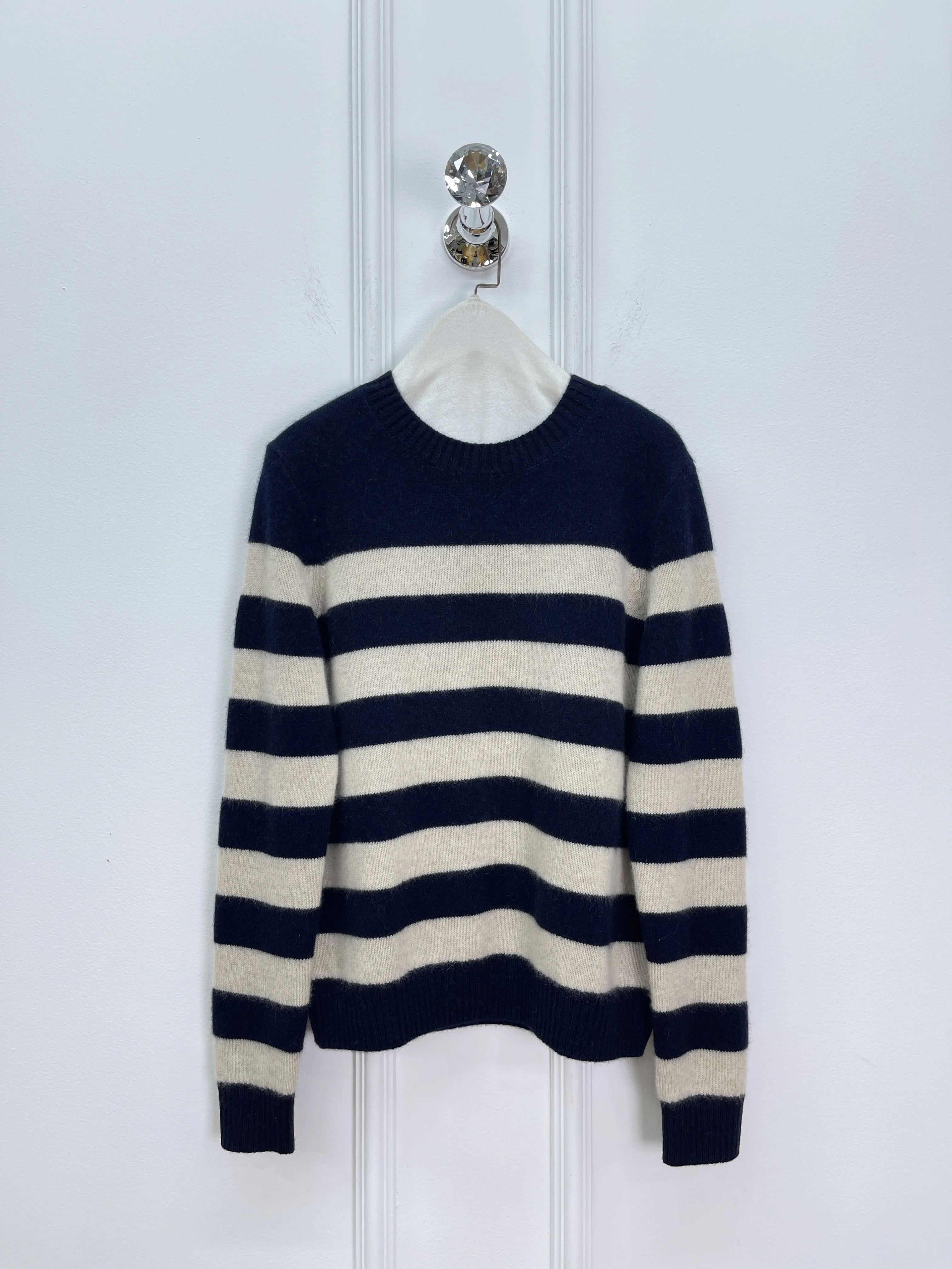 

Winter Round Neck Striped Cashmere Sweater Contrast Color Pullover Sweater Women'S Loose Casual Shirt Knitted Bottoming Shirt