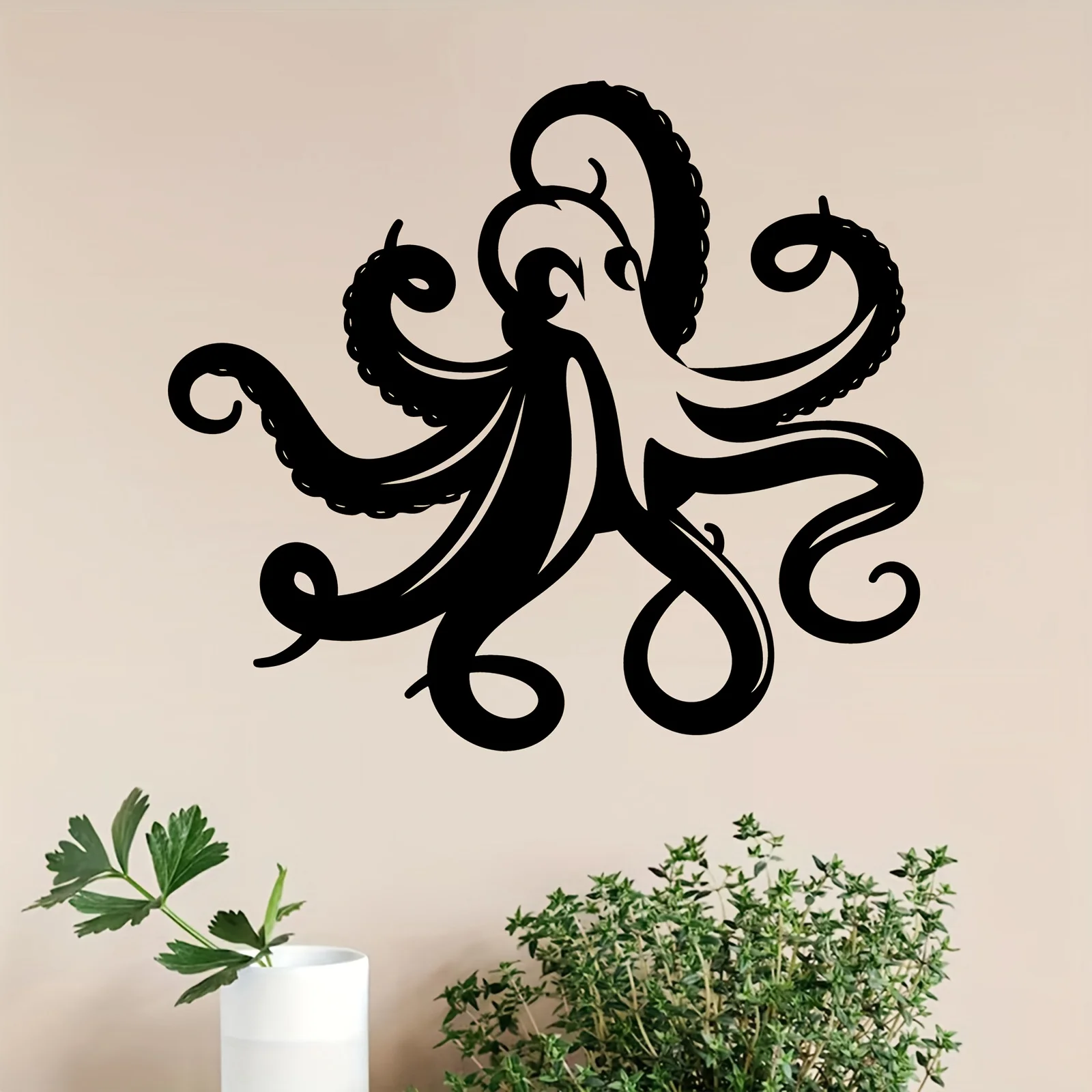 CIFBUY Wrought Iron Octopus Wall Art, Rustproof Metal Ocean Sculpture, Coastal Home Garden Fence Decor, Hanging Sea Animal Statu