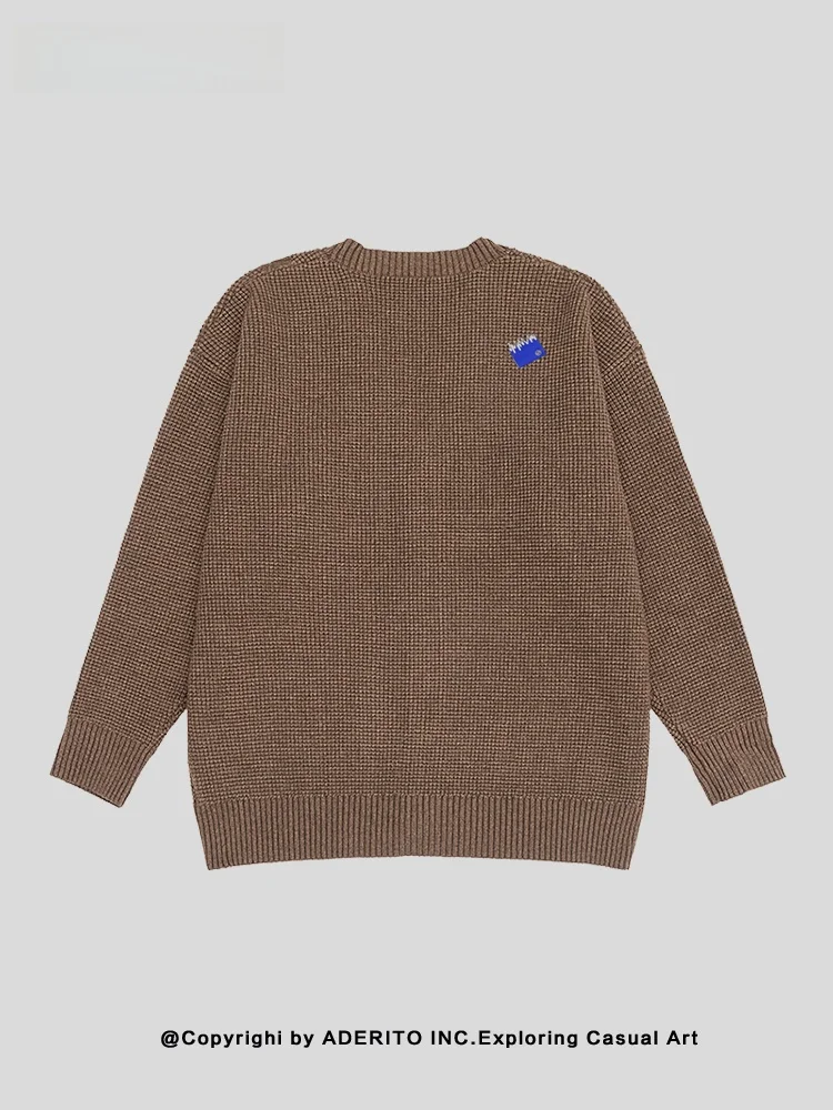 Minimalist V-Neck Open Cardigan Sweater Unisex Loose Fit Knittedwear NANA Block Series Fashionable Casual Winter Outerwear - view 5