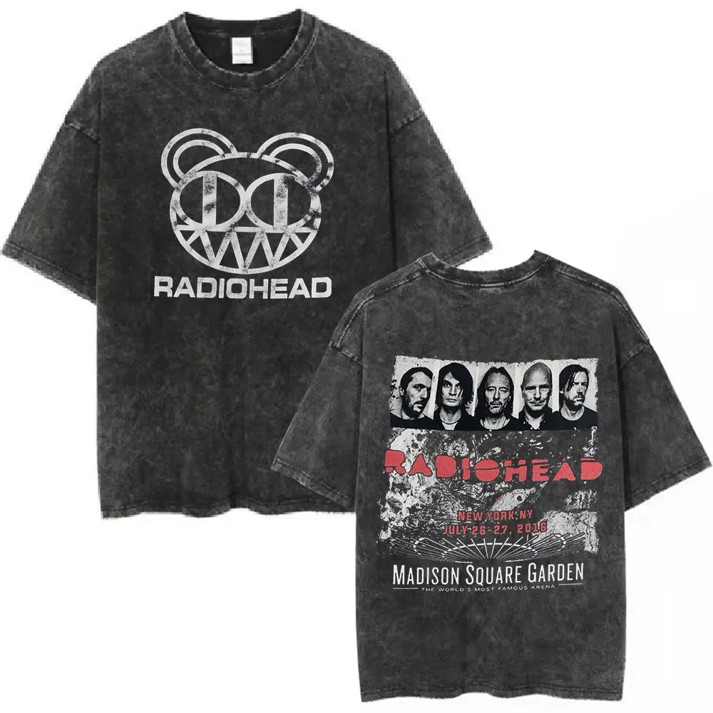 

Radiohead Rock Band OK Computer Vintage Washed T-shirt Men Women Comfort Hip Hop T Shirts 100_ Cotton Vintage T-shirt Streetwear