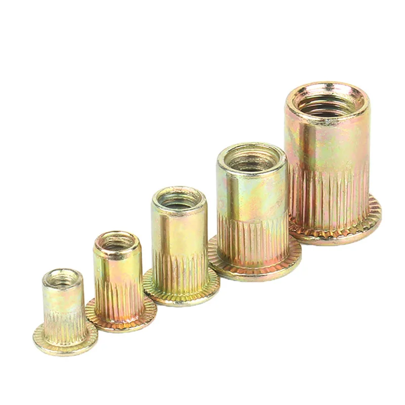 10pcs M3-M12 Knurled Nuts Rivet Nut Nutsert Cap Carbon Steel Rivnut Cap Flat Read Threaded Insert Inc Plated Tools